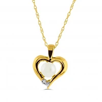 10K Yellow Gold Freshwater Pearl Diamond Pendant