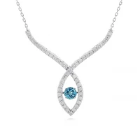 Sterling Silver Blue Topaz & Created White Sapphire Dancing Necklace