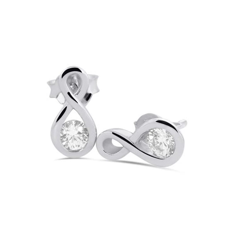Sterling Silver Created White Sapphire Infinity Necklace and Earring Set