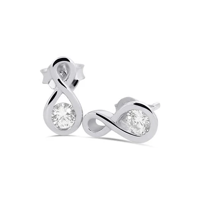 Sterling Silver Created White Sapphire Infinity Necklace and Earring Set