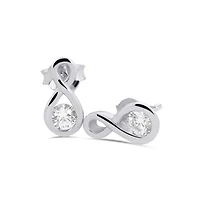 Sterling Silver Created White Sapphire Infinity Necklace and Earring Set