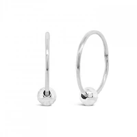 10K White Gold 13mm Sleeper With Diamond Cut Bead