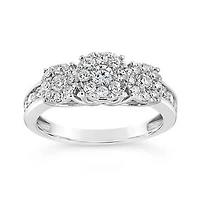 10K White Gold 1.00CTW Three-Stone Diamond Ring