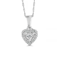 10K White Gold 0.15CTW Heart Pendant
