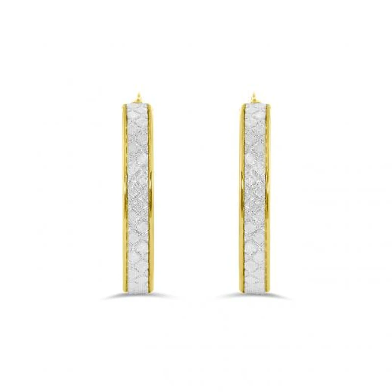 10K Yellow Gold Glitter Hoops