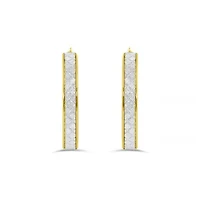 10K Yellow Gold Glitter Hoops