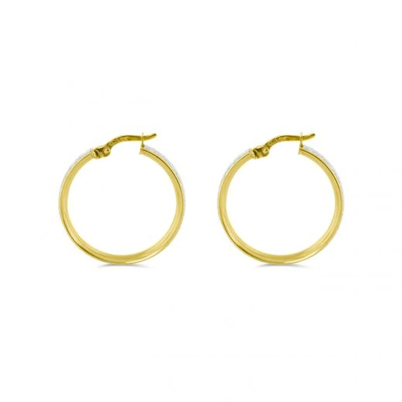 10K Yellow Gold Glitter Hoops