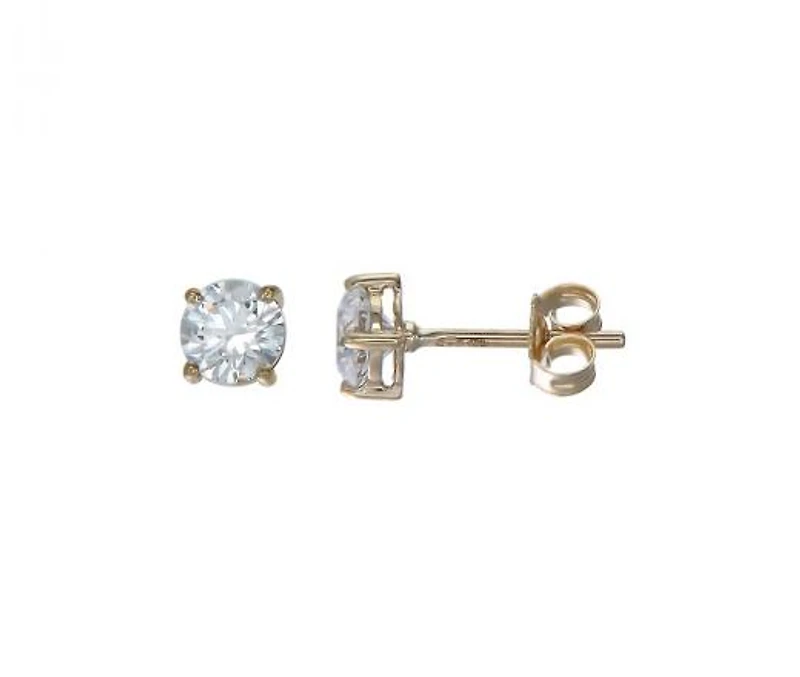 10K Yellow Gold 6mm Round Cubic Zirconia Studs