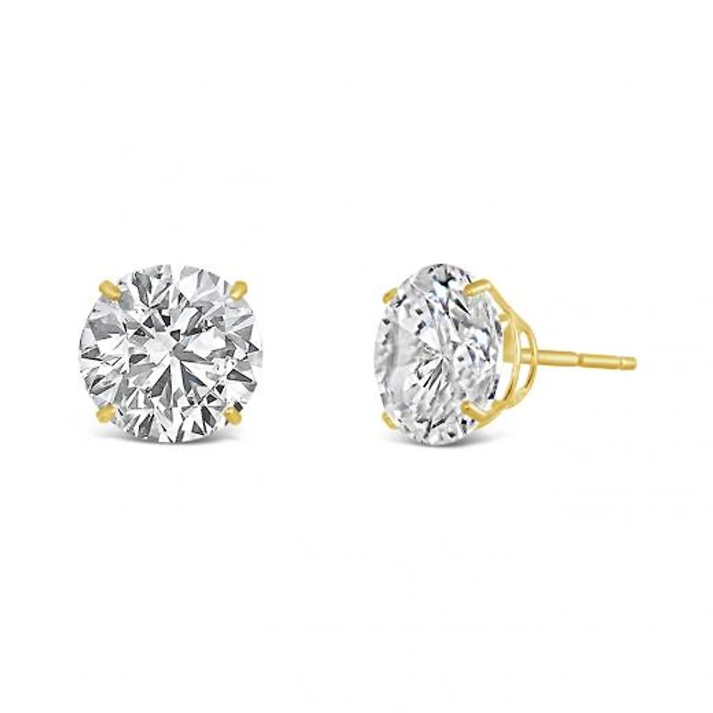 10K Yellow Gold 8mm Round Cubic Zirconia Studs