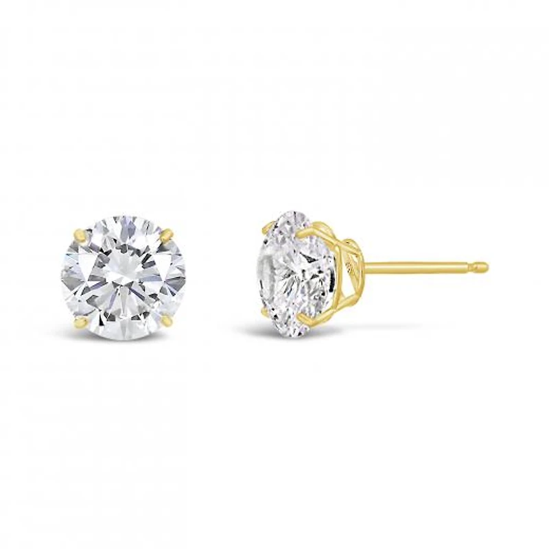 10K Yellow Gold 8mm Round Cubic Zirconia Studs