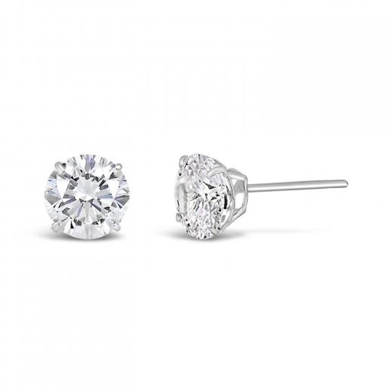 10K White Gold 5mm Round Cubic Zirconia Studs