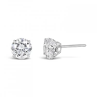 10K White Gold 5mm Round Cubic Zirconia Studs