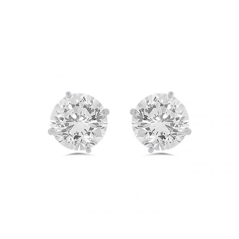 10K White Gold 6mm Round Cubic Zirconia Studs
