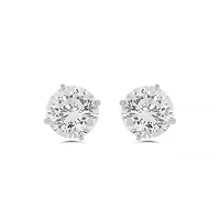 10K White Gold 6mm Round Cubic Zirconia Studs