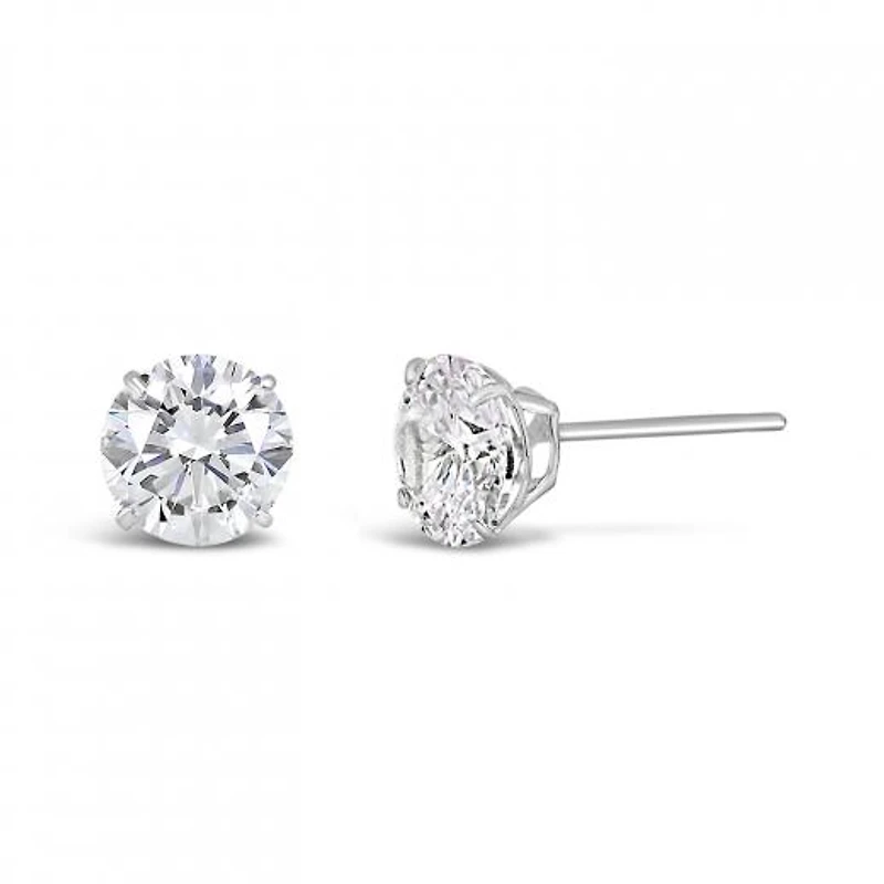 10K White Gold 6mm Round Cubic Zirconia Studs