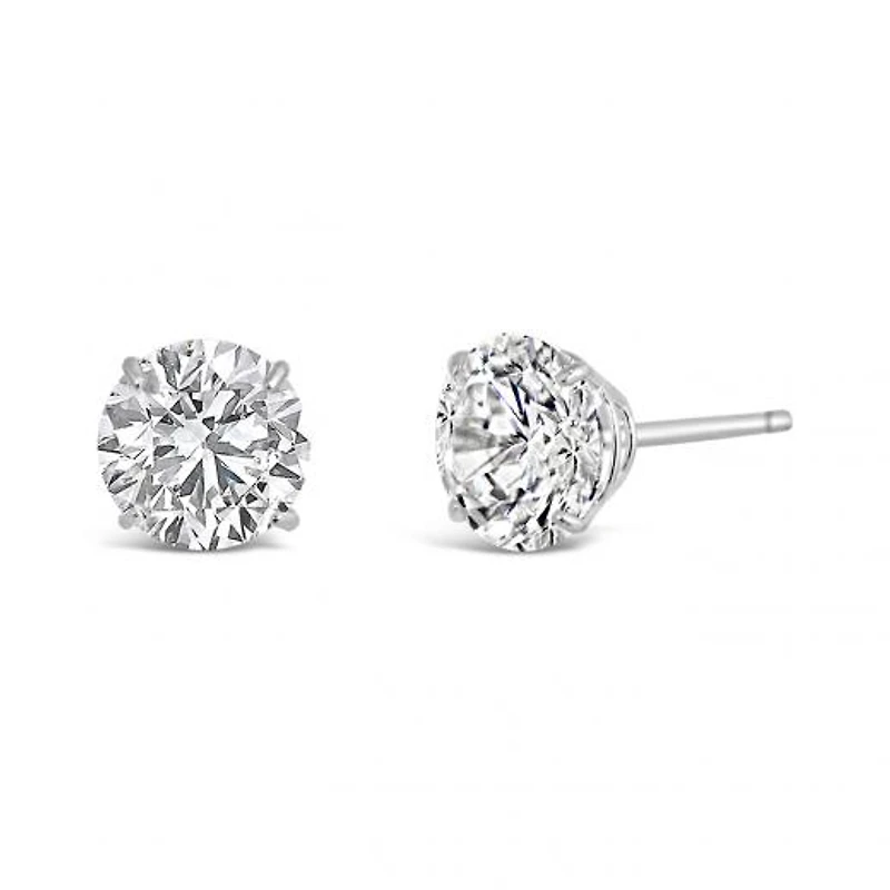 10K White Gold 6mm Round Cubic Zirconia Studs