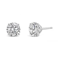 10K White Gold 6mm Round Cubic Zirconia Studs