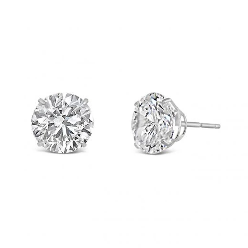 10K White Gold 8mm Round Cubic Zirconia Studs