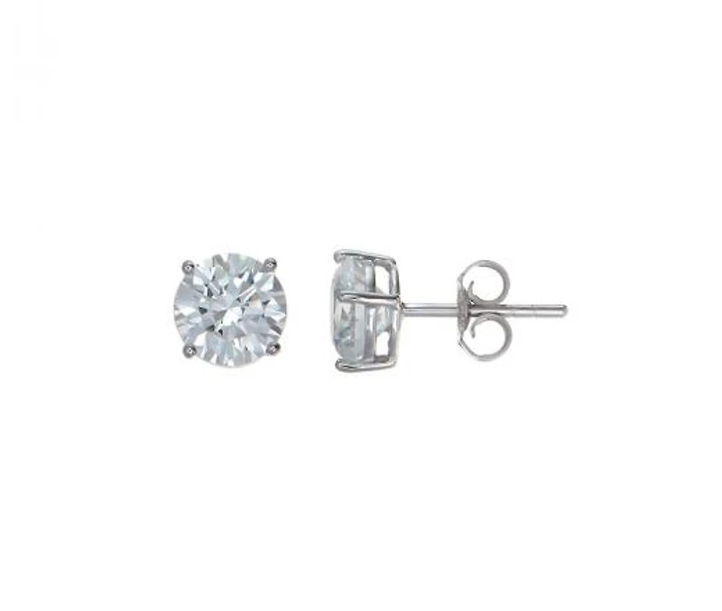 10K White Gold 8mm Round Cubic Zirconia Studs