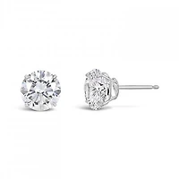10K White Gold 8mm Round Cubic Zirconia Studs