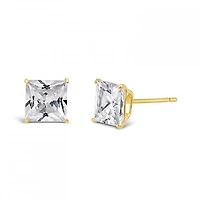 10K Yellow Gold 6mm Princess Cubic Zirconia Studs