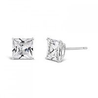 10K White Gold 6mm Princess Cubic Zirconia Studs