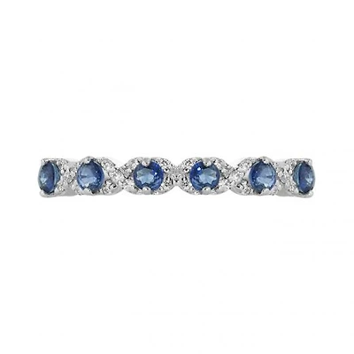 10K White Gold Sapphire & Diamond Ring