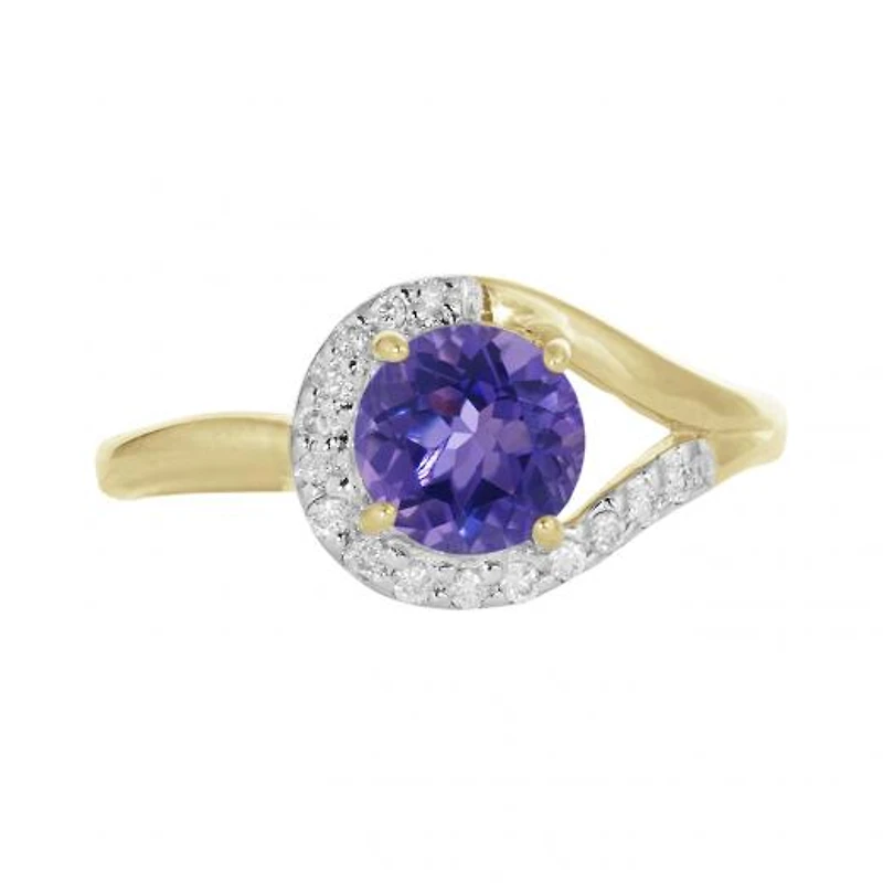 10K Yellow Gold Amethyst & 0.075CTW Diamond Ring