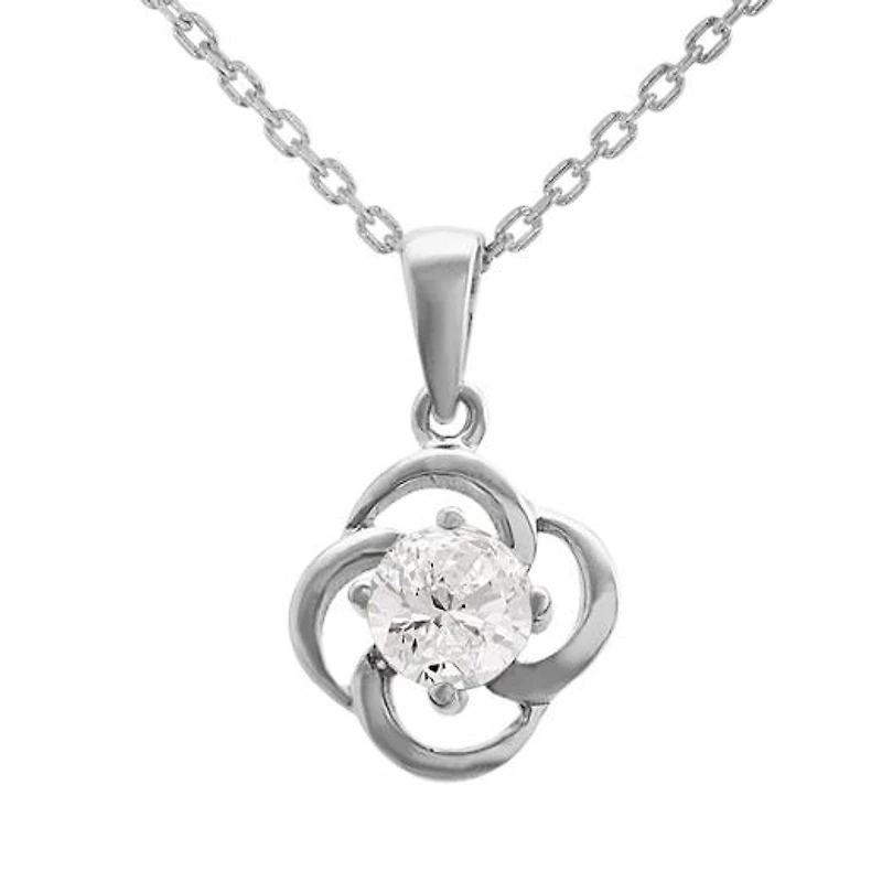 10K White Gold White Topaz Flower Pendant