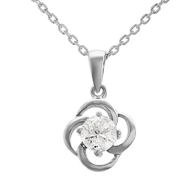 10K White Gold White Topaz Flower Pendant