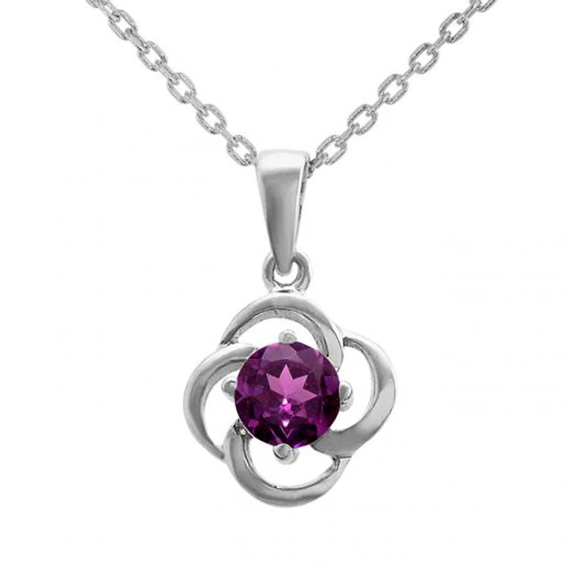 10K White Gold Rhodolite Flower Pendant