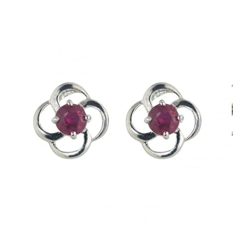 10KW Garnet Flower Earrings