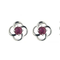 10KW Garnet Flower Earrings