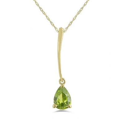 10K Yellow Gold Peridot Pendant with Chain
