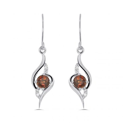10K White Gold Garnet & Diamond Earrings