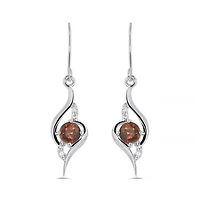 10K White Gold Garnet & Diamond Earrings