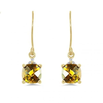 10K Yellow Gold Citrine & White Topaz Earrings