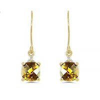 10K Yellow Gold Citrine & White Topaz Earrings