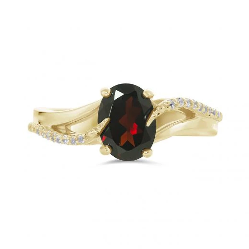 10K Yellow Gold Garnet & White Topaz Ring