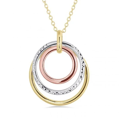 10K Tri-Colour Circle Pendant