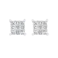 10K White Gold 0.25CTW Princessa Diamond Earrings