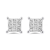 10K White Gold 0.50CTW Princessa Diamond Earrings