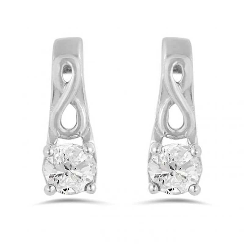 10K White Gold White Topaz Infinity Earring