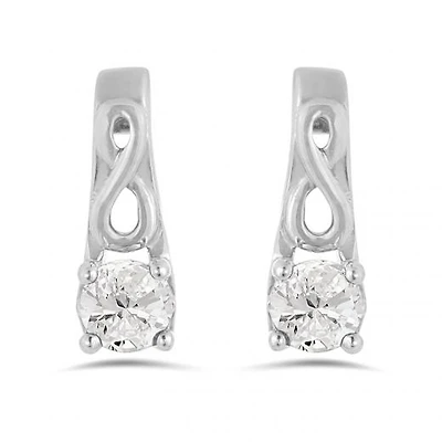 10K White Gold White Topaz Infinity Earring