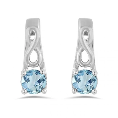 10K White Gold Blue Topaz Infinity Earring