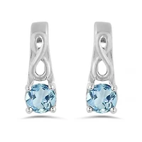 10K White Gold Blue Topaz Infinity Earring