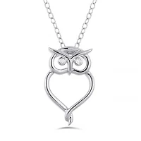 Sterling Silver Diamond Owl Pendant