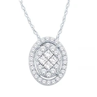 10K White Gold 0.50CTW Oval Pendant