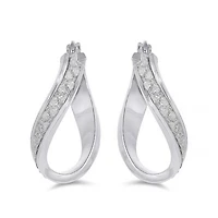 Sterling Silver Glitter Twist Hoop Earrings