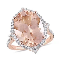 Julianna B 14K Rose Gold Morganite, White Sapphire & Diamond Ring